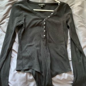 black long sleeve henley bodysuit